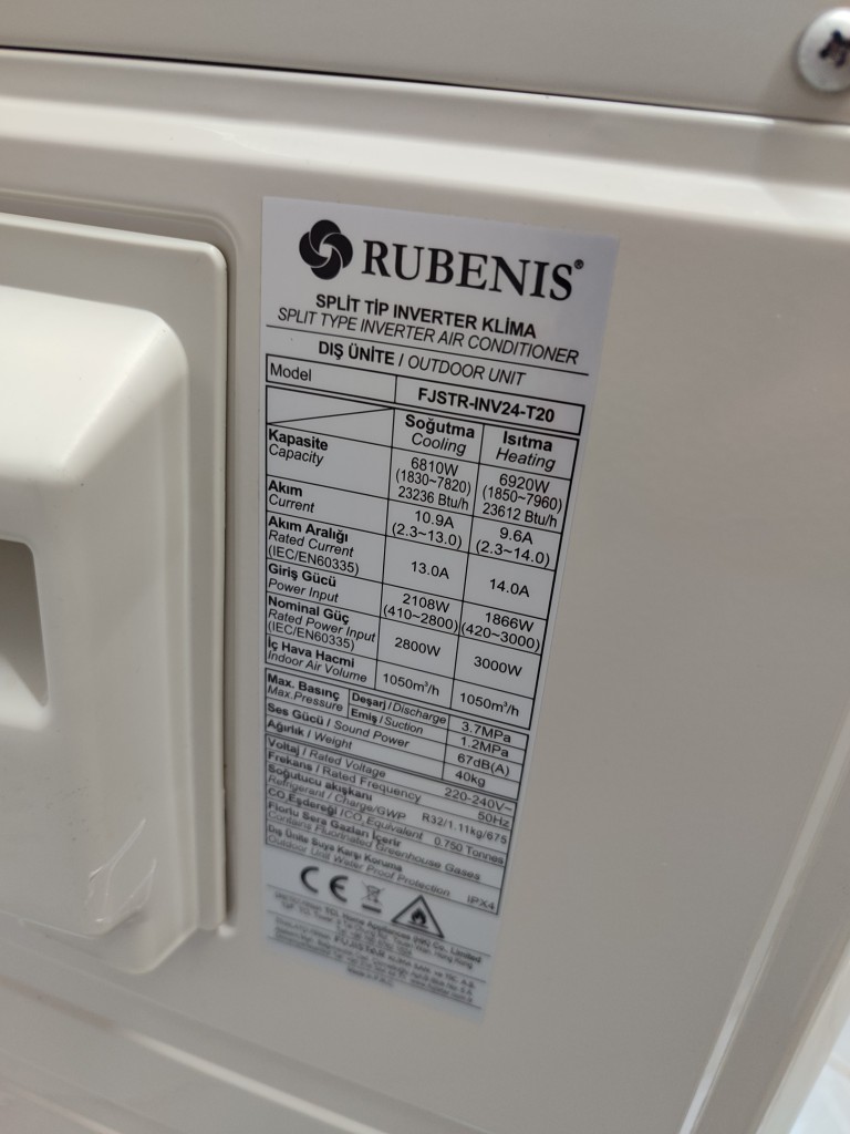 Rubenis Duvar Tipi Klima 24000 Btu Inverter görsel 3